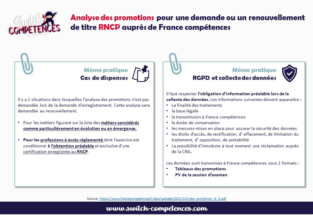 mémo pratique analyse promotion france compétences