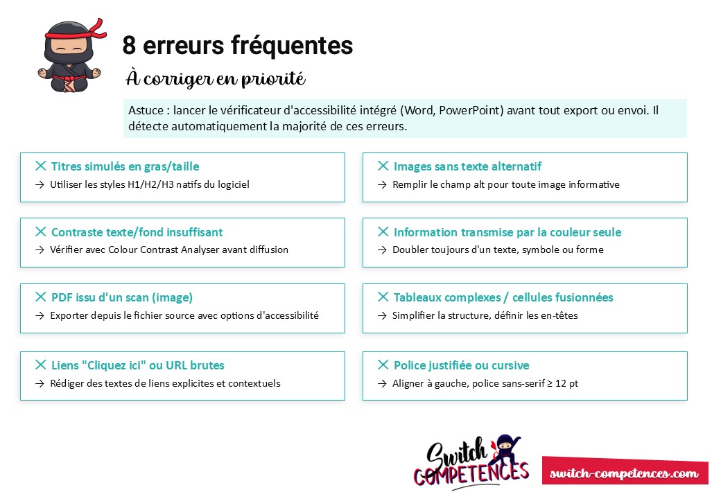 accessibilité des supports de formation : erreurs à éviter