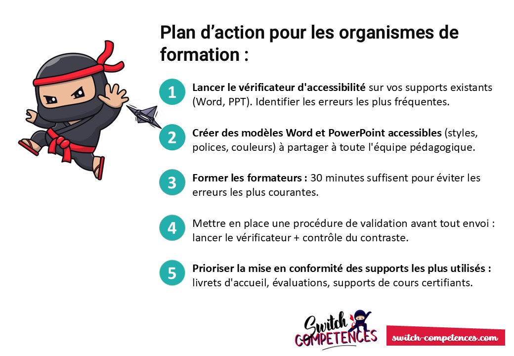 accessibilité des supports de formation : plan d'action