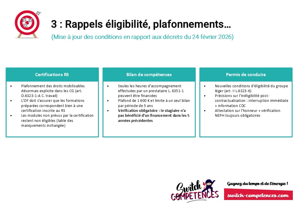 V15 CPF : éligibilité et plafonnements
